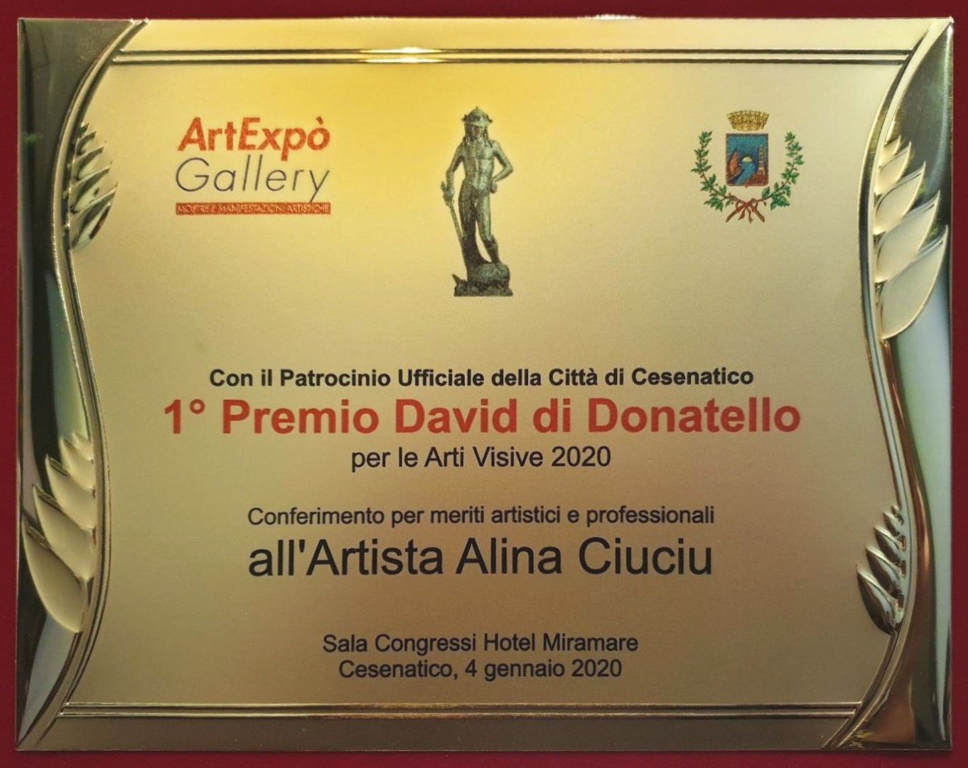 ArteDiAlina.com award: David di Donatello 2020 - 1° Premio, Arte Visive