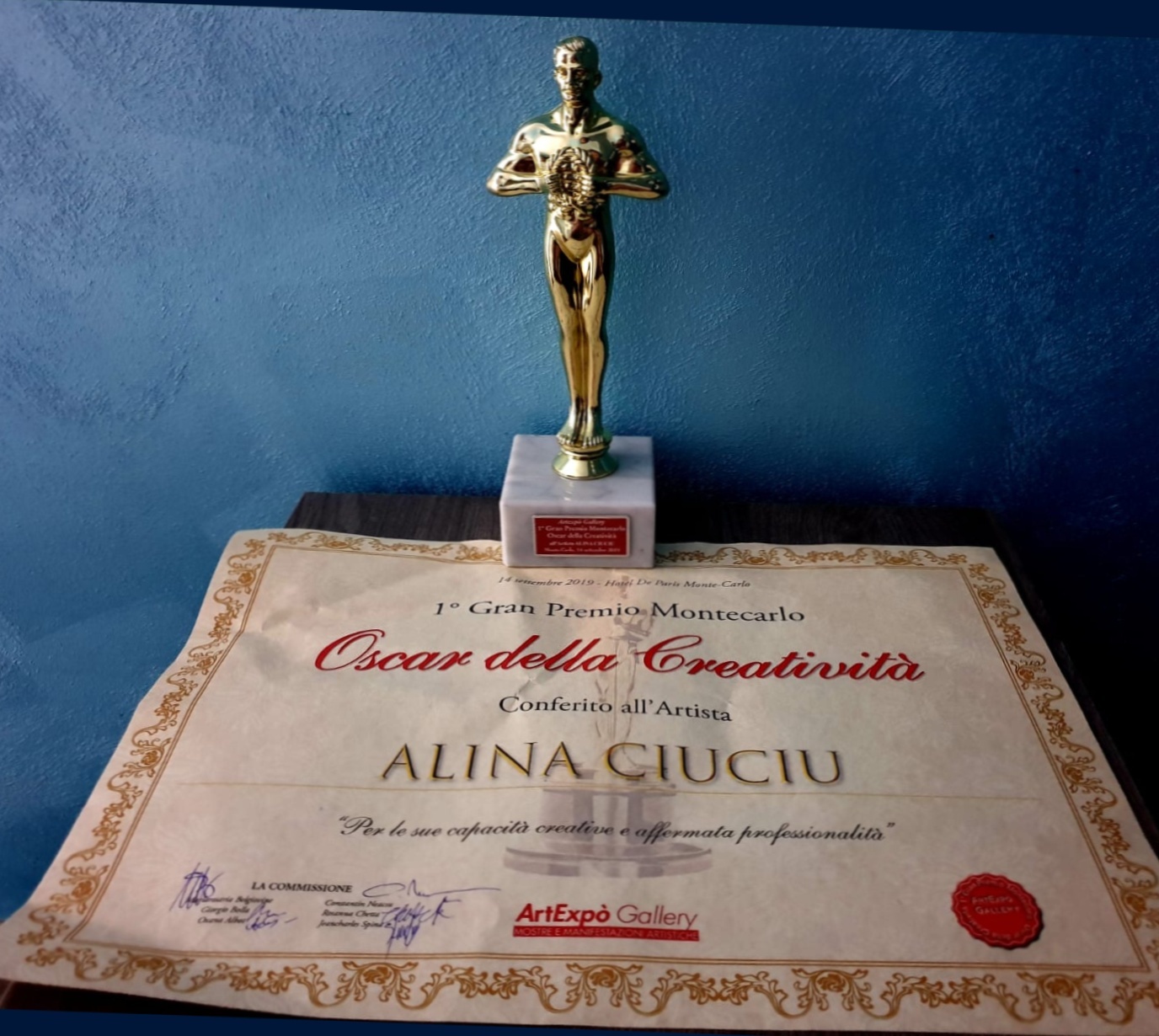 ArteDiAlina.com award: 1° Gran Premio Montecarlo - Oscar della Creatività 2019