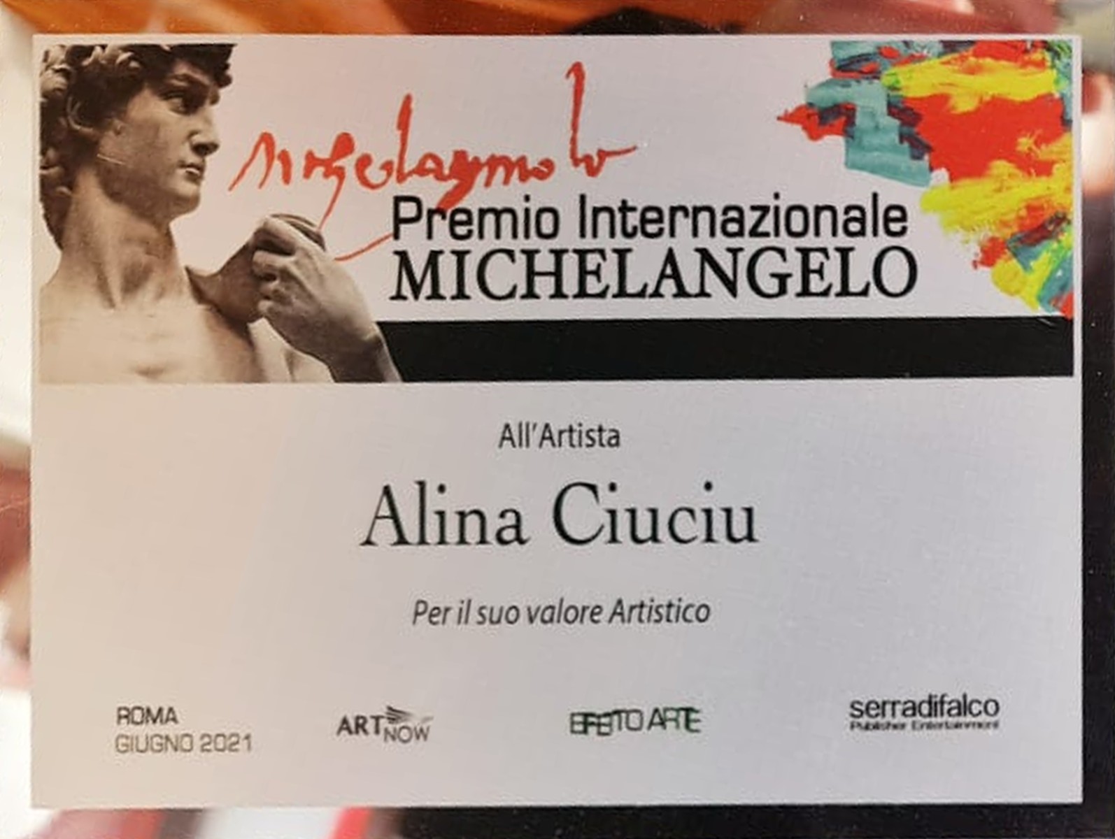 ArteDiAlina.com award: Premio Michelangelo 2021