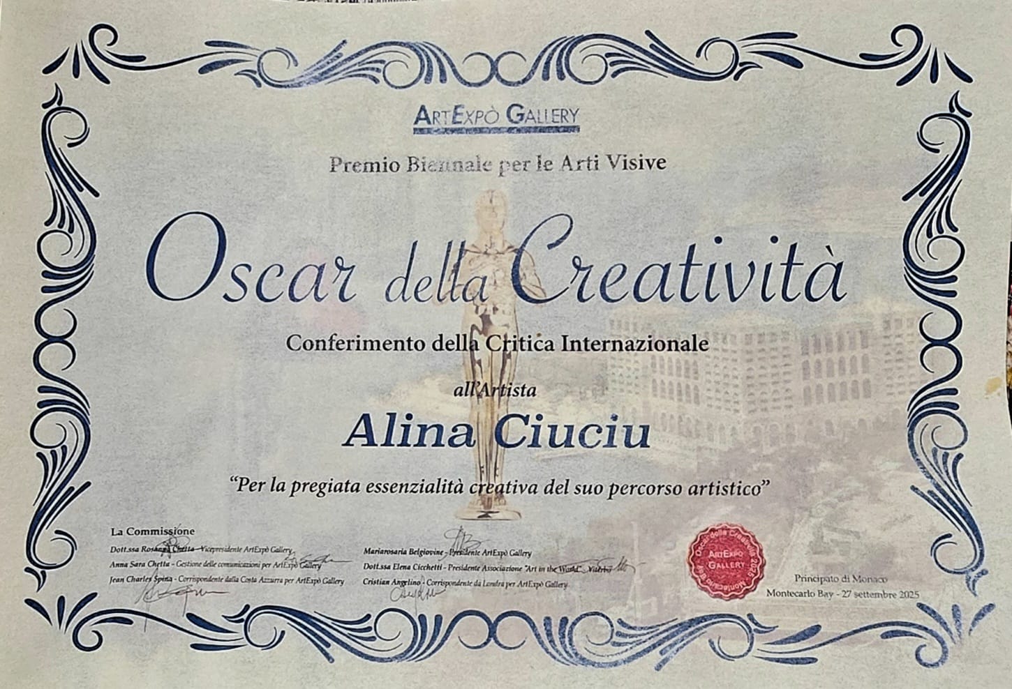 ArteDiAlina.com award: Oscar della Creatività 2025