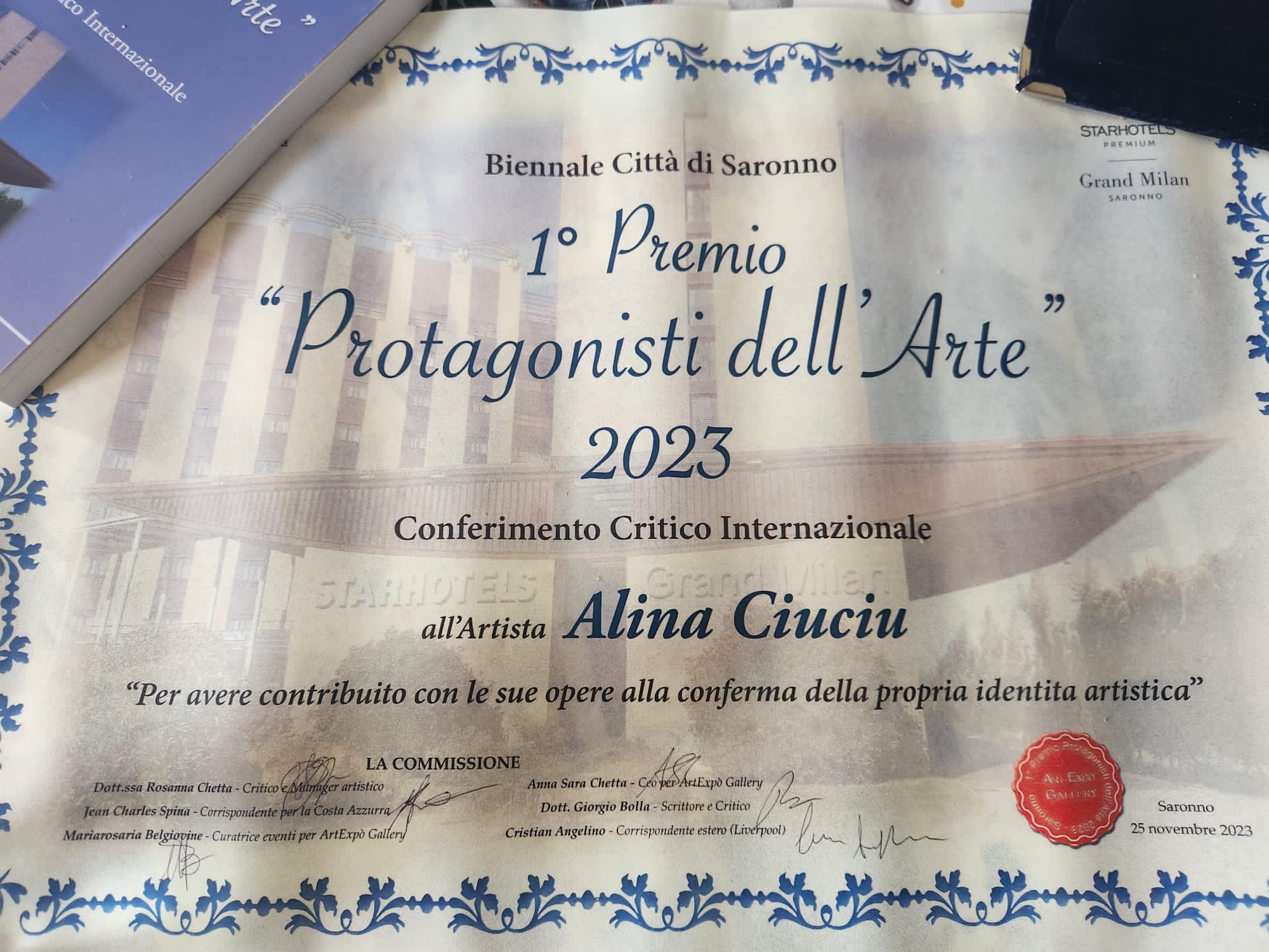 ArteDiAlina.com award: 1° Premio "Protagonisti dell\'Arte" 2023