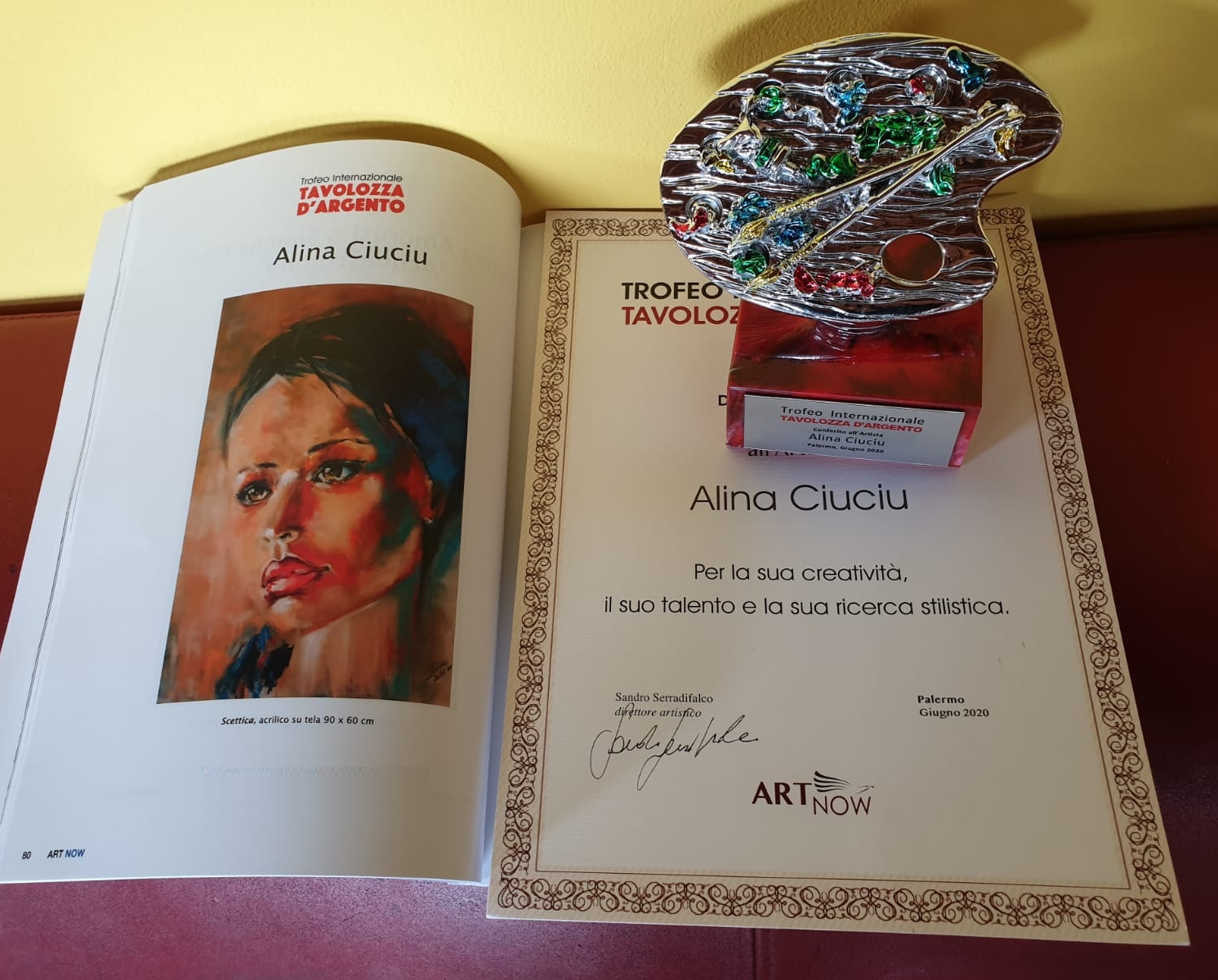 ArteDiAlina.com award: Trofeo Internazionale Tavolozza d\'Argento 2020 - &ldquo;Scettica&rdquo;
