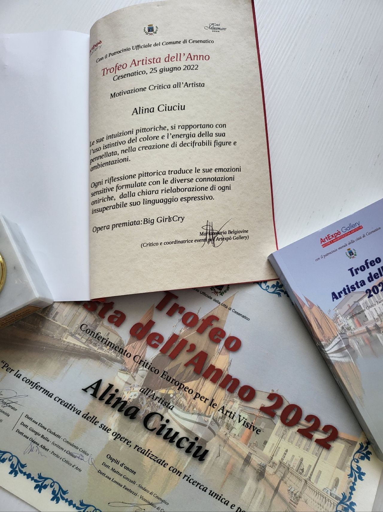 ArteDiAlina.com award: Trofeo Artista dell\'Anno 2022 - &ldquo;Big girls cry&rdquo;