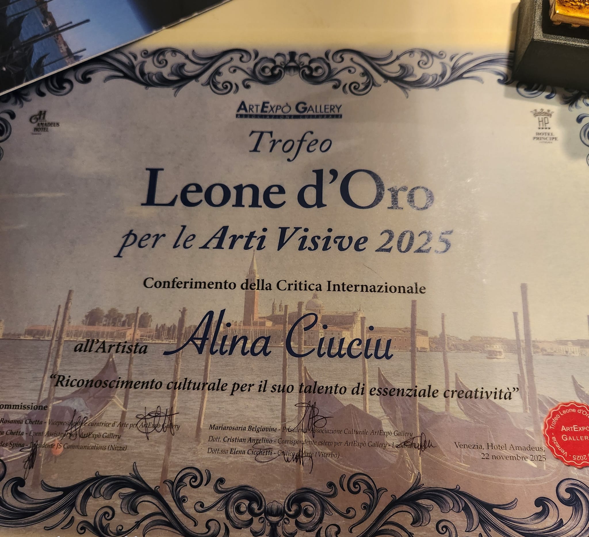 ArteDiAlina.com award: Trofeo Leone d\'Oro 2025