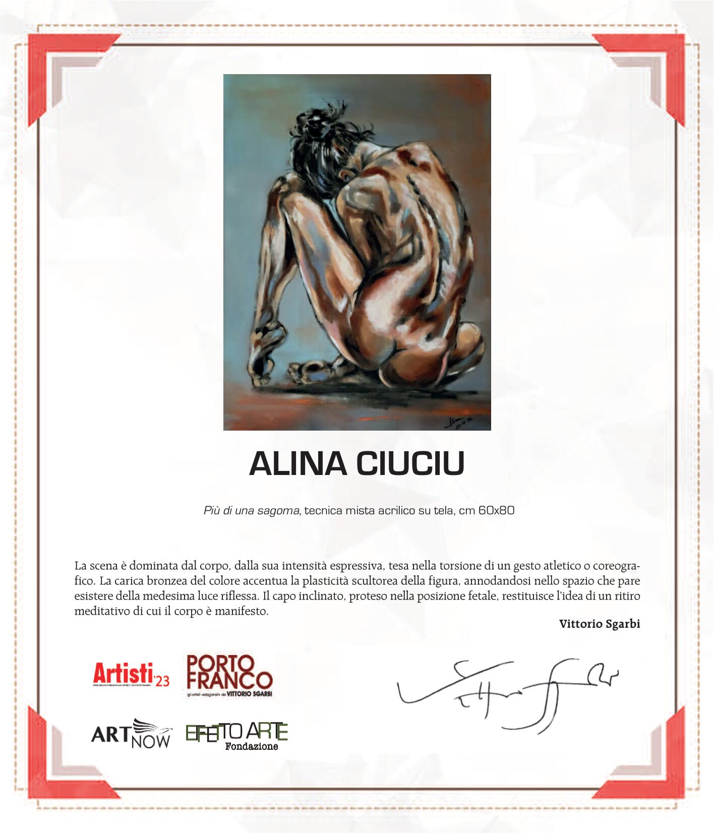 ArteDiAlina.com award: Critica del Prof. Vittorio Sgarbi 2023 - &ldquo;Piu di una sagoma&rdquo;