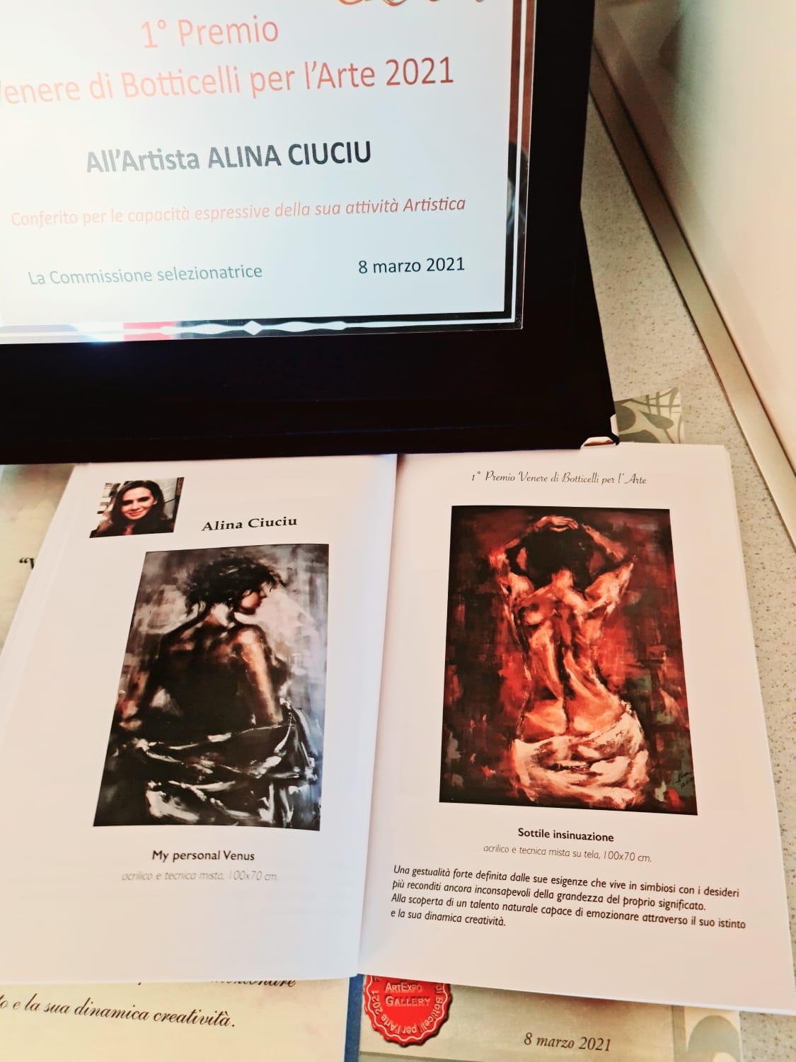 ArteDiAlina.com award: 1° Premio Venere di Botticelli 2021 - &ldquo;My personal Venus&rdquo; & &ldquo;Sottile insinuazione&rdquo;