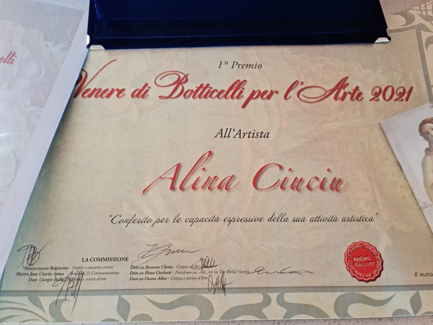 ArteDiAlina.com award: 1° Premio Venere di Botticelli 2021